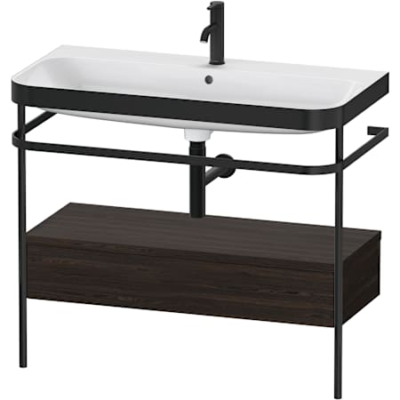 Duravit Happy D.2 38-3/8" Rectangular Ceramic Console Bathroom Sink with Overflow and Single Faucet Hole Brushed Walnut