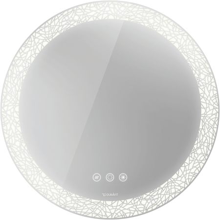Duravit Happy D.2 27-1/2" Diameter Circular Flat Frameless Wall Mounted Bathroom Mirror with LED Lighting Organic