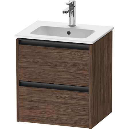 Duravit Ketho.2 21" Single Wall Mounted Vanity Cabinet - Less Vanity Top Dark Walnut