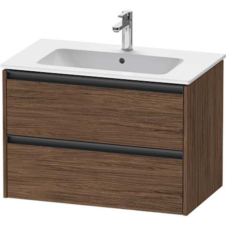 Duravit Ketho.2 32" Single Wall Mounted Vanity Cabinet - Less Vanity Top Dark Walnut