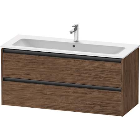 Duravit Ketho.2 48" Single Wall Mounted Vanity Cabinet - Less Vanity Top Dark Walnut