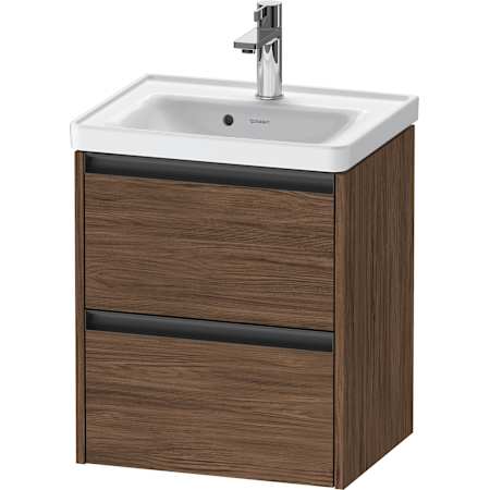 Duravit Ketho.2 19" Single Wall Mounted Vanity Cabinet - Less Vanity Top Dark Walnut