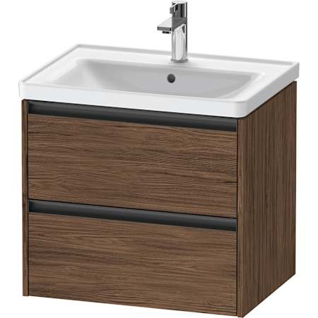 Duravit Ketho.2 25" Single Wall Mounted Vanity Cabinet - Less Vanity Top Dark Walnut