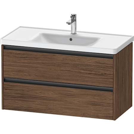 Duravit Ketho.2 39" Single Wall Mounted Vanity Cabinet - Less Vanity Top Dark Walnut