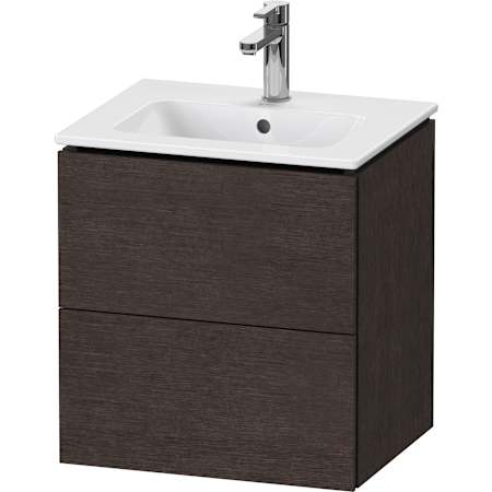 Duravit L-Cube 21" Single Wall Mounted Vanity Cabinet - Less Vanity Top Brushed Dark Oak