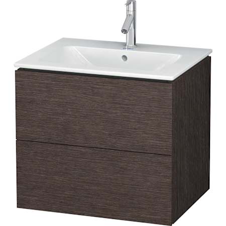 Duravit L-Cube 24" Single Wall Mounted Vanity Cabinet - Less Vanity Top Brushed Dark Oak