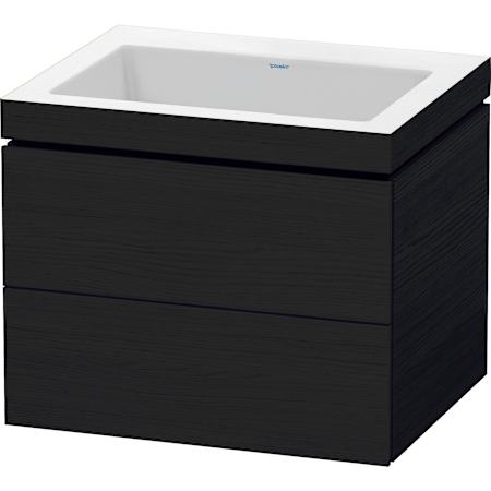 Duravit L-Cube 24" Wall Mounted Single Basin Vanity Set with Cabinet and Ceramic Vanity Top Black Oak