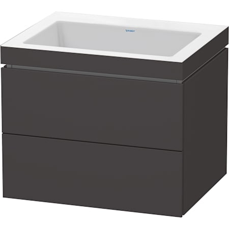 Duravit L-Cube 24" Wall Mounted Single Basin Vanity Set with Cabinet and Ceramic Vanity Top Super Matte Graphite