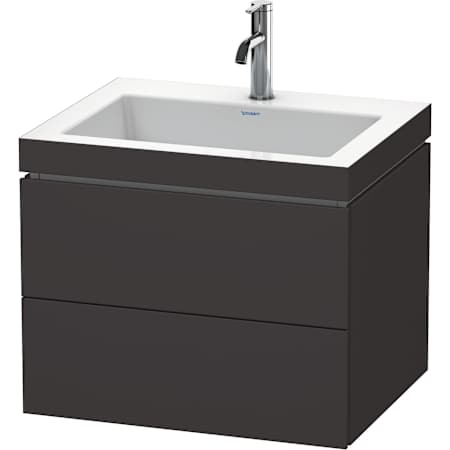 Duravit L-Cube 24" Wall Mounted Single Basin Vanity Set with Cabinet and Ceramic Vanity Top Super Matte Graphite