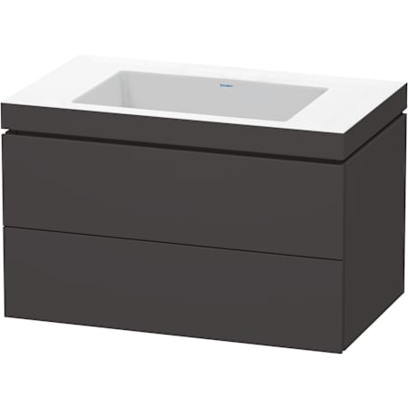 Duravit L-Cube 32" Wall Mounted Single Basin Vanity Set with Cabinet and Ceramic Vanity Top Super Matte Graphite