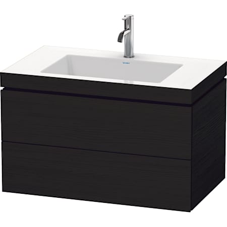 Duravit L-Cube 32" Wall Mounted Single Basin Vanity Set with Cabinet and Ceramic Vanity Top Black Oak
