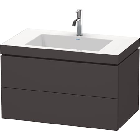 Duravit L-Cube 32" Wall Mounted Single Basin Vanity Set with Cabinet and Ceramic Vanity Top Super Matte Graphite