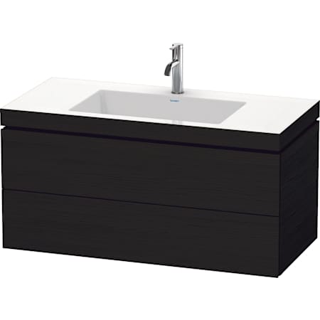 Duravit L-Cube 40" Wall Mounted Single Basin Vanity Set with Cabinet and Ceramic Vanity Top Black Oak