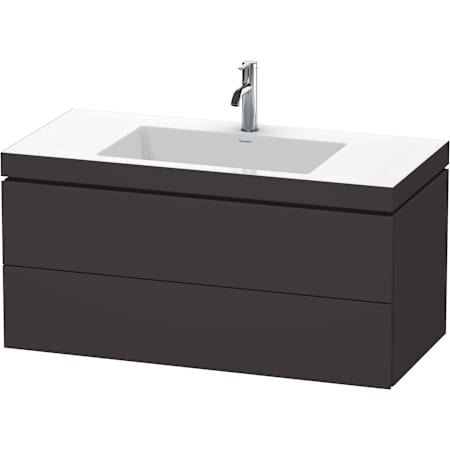 Duravit L-Cube 40" Wall Mounted Single Basin Vanity Set with Cabinet and Ceramic Vanity Top Super Matte Graphite