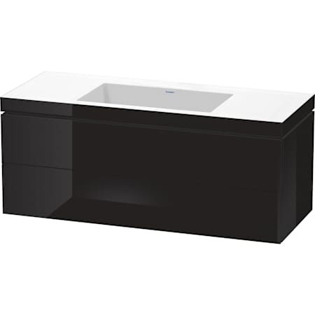 Duravit L-Cube 48" Wall Mounted Single Basin Vanity Set with Cabinet and Ceramic Vanity Top Black High Gloss