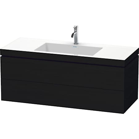Duravit L-Cube 48" Wall Mounted Single Basin Vanity Set with Cabinet and Ceramic Vanity Top Black Oak