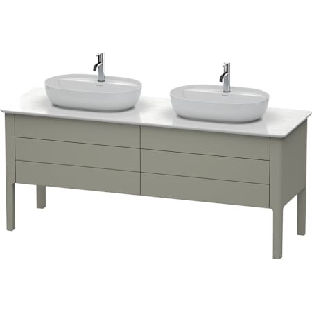 Duravit Luv 69" Double Wall Mounted Vanity Cabinet - Less Vanity Top Satin Matte Stone Gray