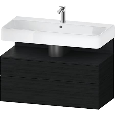 Duravit Collection One 39" Single Wall Mounted Vanity Cabinet with 2 Drawers - Less Vanity Top Black Oak