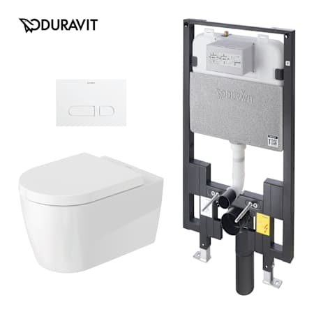 Duravit ME by Starck 1.28 GPF Dual Flush Wall Mounted One Piece Elongated Toilet with Actuator Plate Flush - Seat Included White