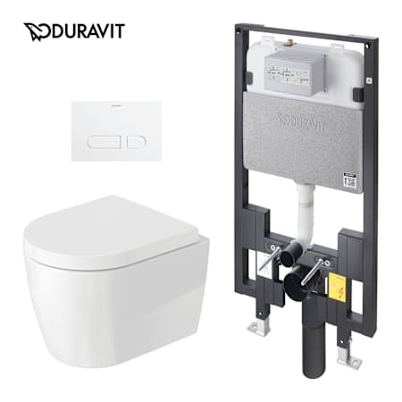 Duravit ME by Starck 1.28 GPF Dual Flush Wall Mounted One Piece Round Toilet with Actuator Plate Flush - Seat Included White