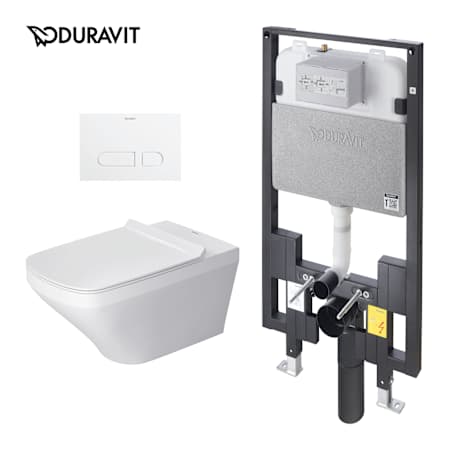 Duravit DuraStyle 1.6 GPF Dual Flush Wall Mounted One Piece Round Toilet with Actuator Plate Flush - Seat Included White