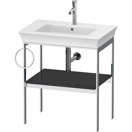 Duravit White Tulip 26-7/8" Rectangular Brass Console Bathroom Sink with Single Faucet Hole High Gloss Graphite