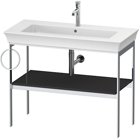 Duravit White Tulip 38-3/4" Rectangular Brass Console Bathroom Sink with Single Faucet Hole High Gloss Graphite