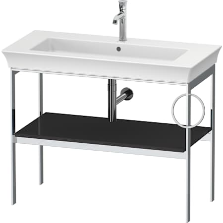 Duravit White Tulip 38-3/4" Rectangular Brass Console Bathroom Sink with Single Faucet Hole High Gloss Graphite