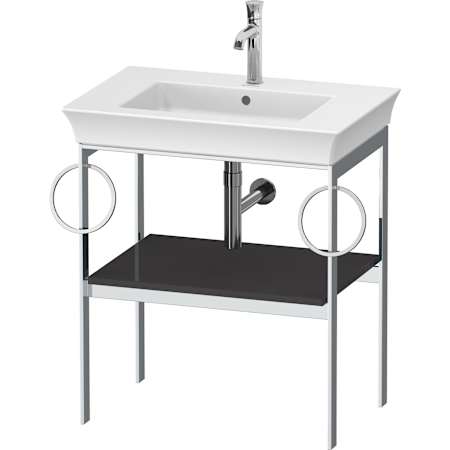 Duravit White Tulip 26-7/8" Rectangular Brass Console Bathroom Sink with Single Faucet Hole High Gloss Graphite