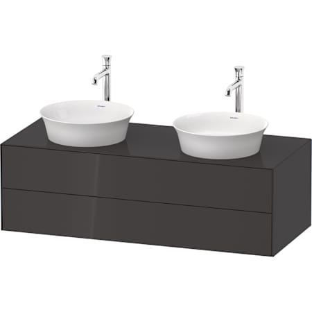 Duravit White Tulip 52" Double Wall Mounted Vanity Cabinet - Less Vanity Top High Gloss Graphite