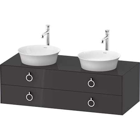 Duravit White Tulip 52" Double Wall Mounted Vanity Cabinet - Less Vanity Top High Gloss Graphite