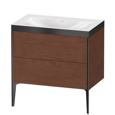 Duravit XViu 32" Wall Mounted and Free Standing Single Basin Vanity Set with Cabinet and Ceramic Vanity Top American Walnut / Black