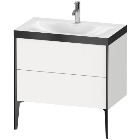 Duravit XViu 32" Wall Mounted and Free Standing Single Basin Vanity Set with Cabinet and Ceramic Vanity Top White Matte / Black