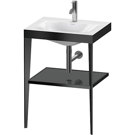 Duravit XViu 23-5/8" Rectangular Ceramic Console Bathroom Sink with Single Faucet Hole High Gloss Flannel Gray