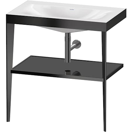 Duravit XViu 31-1/2" Rectangular Ceramic Console Bathroom Sink High Gloss Black