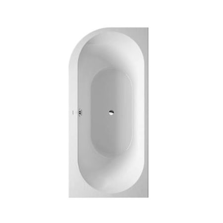 Duravit Darling New 74-3/4" Drop In Acrylic Soaking Bath Tub for Corner Right Installations with Center Drain, Support Frame, and Apron White