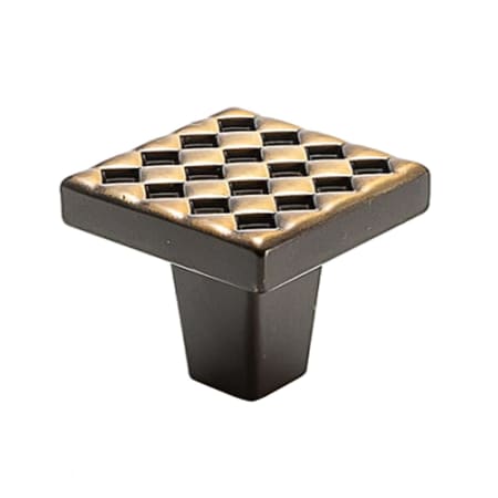 Du Verre Argyle 1-1/4" Square Designer Textured Cabinet Knob / Drawer Knob Antique Brass