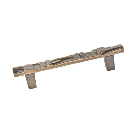 Du Verre Rio 3-1/2" Center to Center Modern Rectangular Tribal Textured Luxury Designer Cabinet Bar Handle / Drawer Bar Pull Antique Brass