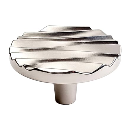 Du Verre Wave 2-1/4" Textured Graphic Designer Nautical Beach Graphic Round Cabinet Knob / Drawer Knob Satin Nickel
