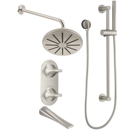 DXV Modulus Thermostatic Shower System with Shower Head, Hand Shower, Slide Bar, Shower Arm, Hose, and Valve Trim - No Shared Functions Brushed Nickel