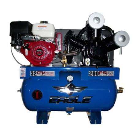 Eagle 13 HP 30 Gal 200 Max PSI Two-Stage Truck Mount Gas Reciprocating Air Compressor with Electric Start Honda Engine N/A