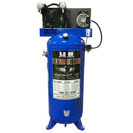 Eagle 5 HP 60 Gal 150 Max PSI 12.5 CFM Single-Stage Stationary Electric (208, 230 Volt 1 Phase) Reciprocating Air Compressor N/A