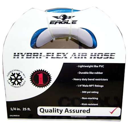 Eagle Hybri-Flex 1/4" x 25' Air Hose with 1/4" MNPT Fittings N/A
