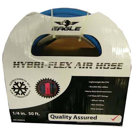 Eagle Hybri-Flex 1/4" x 50' Air Hose with 1/4" MNPT Fittings N/A