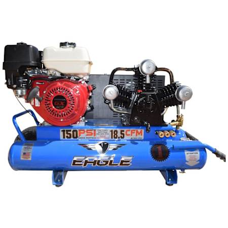 Eagle 9 HP 10 Gal 150 Max PSI 18.5 CFM Single-Stage Portable Gas Reciprocating Air Compressor with Honda Engine N/A
