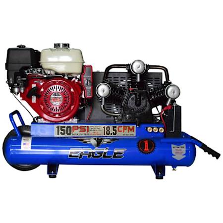 Eagle 9 HP 10 Gal 150 Max PSI 18.5 CFM Single-Stage Portable Gas Reciprocating Air Compressor with Electric Start Honda Engine N/A