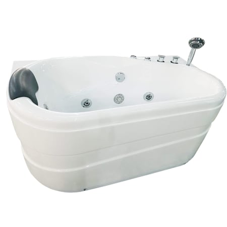 Eago 57-1/8" Acrylic Whirlpool Bathtub for Alcove Installations with Right Center Drain, Right Pump, and Included Handshower White
