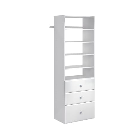 Easy Track 25-1/8 Inch Wide Closet Organizer System with Three Drawers White