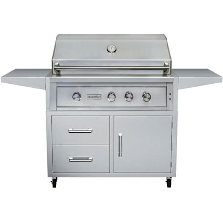 EdgeStar 89000 BTU 42 Inch Wide Natural Gas Free Standing Grill and Cart with Rotisserie and LED Lighting Stainless Steel