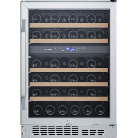 EdgeStar 24 Inch Wide 46 Bottle Built-In Dual Zone Wine Cooler with Reversible Door and LED Lighting Stainless Steel